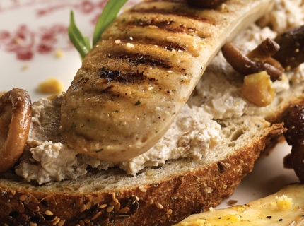 Tartine de boudin blanc et noix