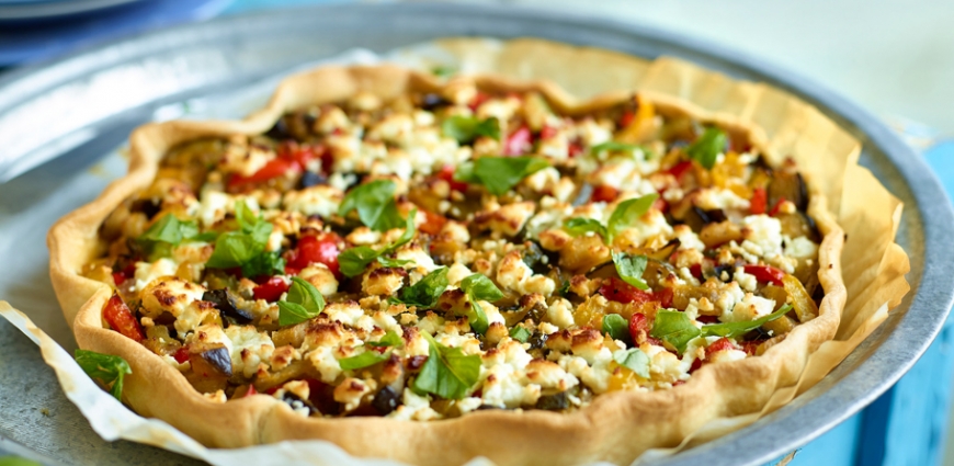 Tarte aux légumes et au chèvre frais