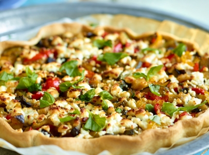 Tarte aux légumes et au chèvre frais