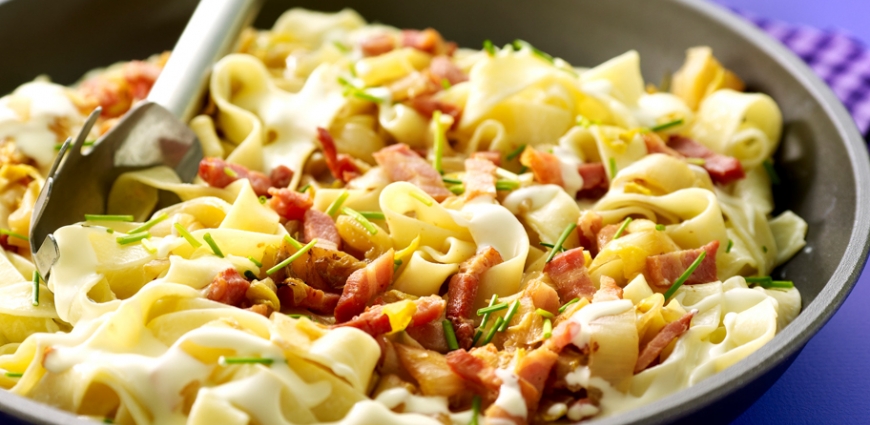 Fettuccine aux chicons et aux lardons