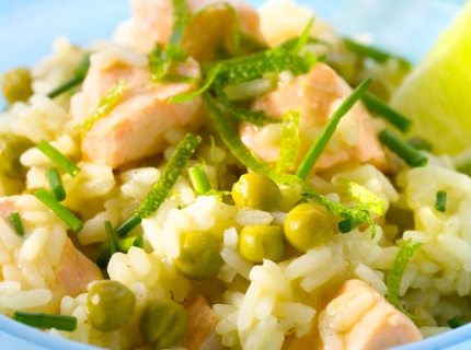 Pilaf au saumon et au citron vert