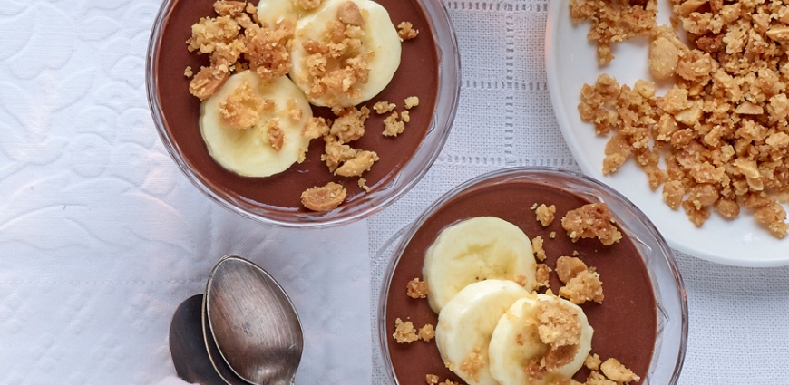 Panna cotta au chocolat et aux bananes