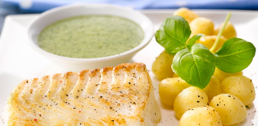 Skrei grillé, crème de pesto