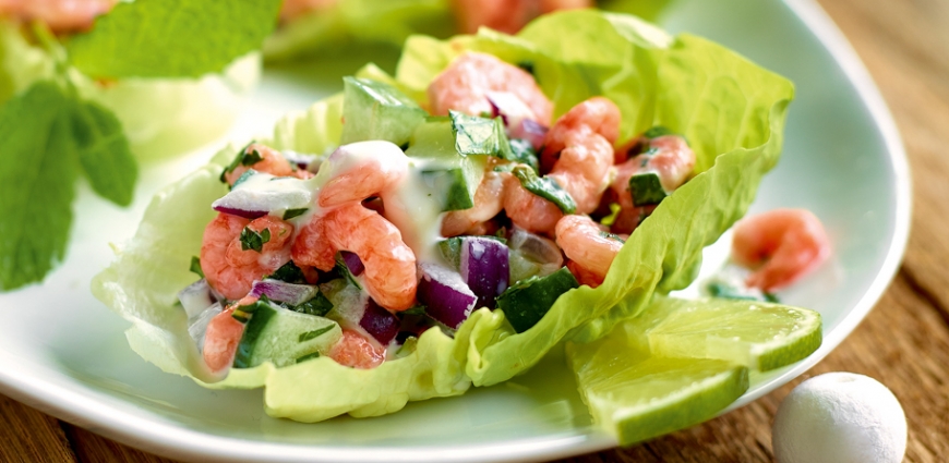 Barquettes de romaine aux écrevisses