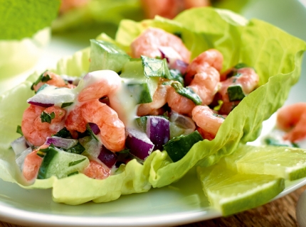 Barquettes de romaine aux écrevisses