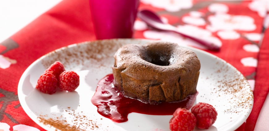 Fondants au chocolat, cœur de framboise