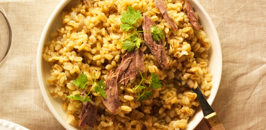 Risotto de blé au bouillon de volaille