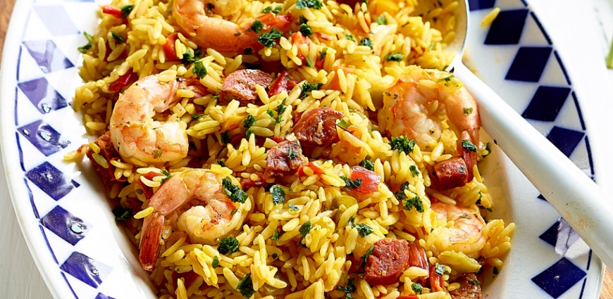 Riz aux crevettes et chorizo