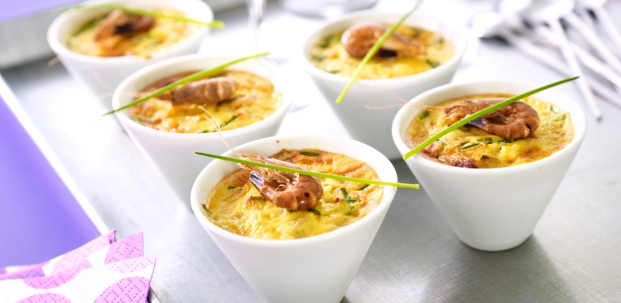 Petits flans de chicons aux crevettes grises