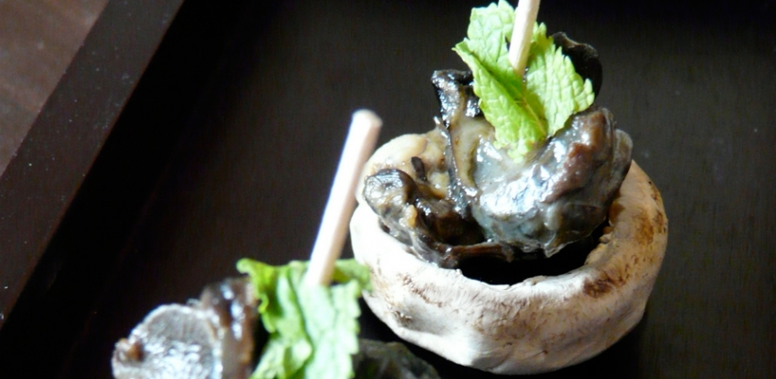 Bouchées apéritives de champignons aux escargots