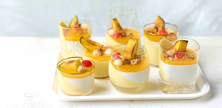 Duos de panna cotta à la mangue et à la vanille