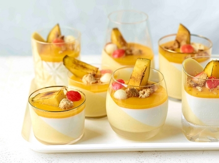 Duos de panna cotta à la mangue et à la vanille