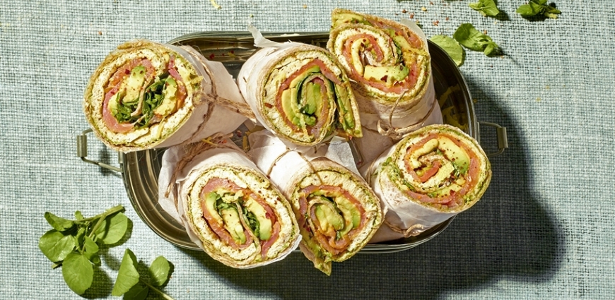 Wraps à l'omelette et au saumon fumé