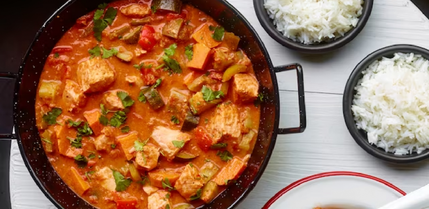 Cocotte de saumon aux légumes et au lait de coco