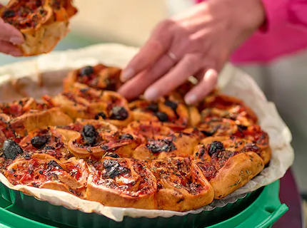 Pizza rolls aux champignons, jambon et courgettes